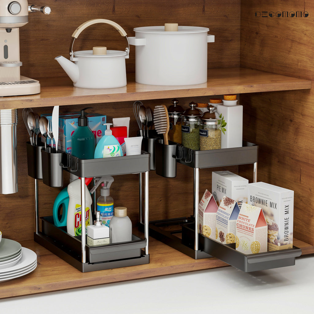 Under Sink Organizer Storage Basket (2-Tier Sliding) | Under Sink Storage Solution