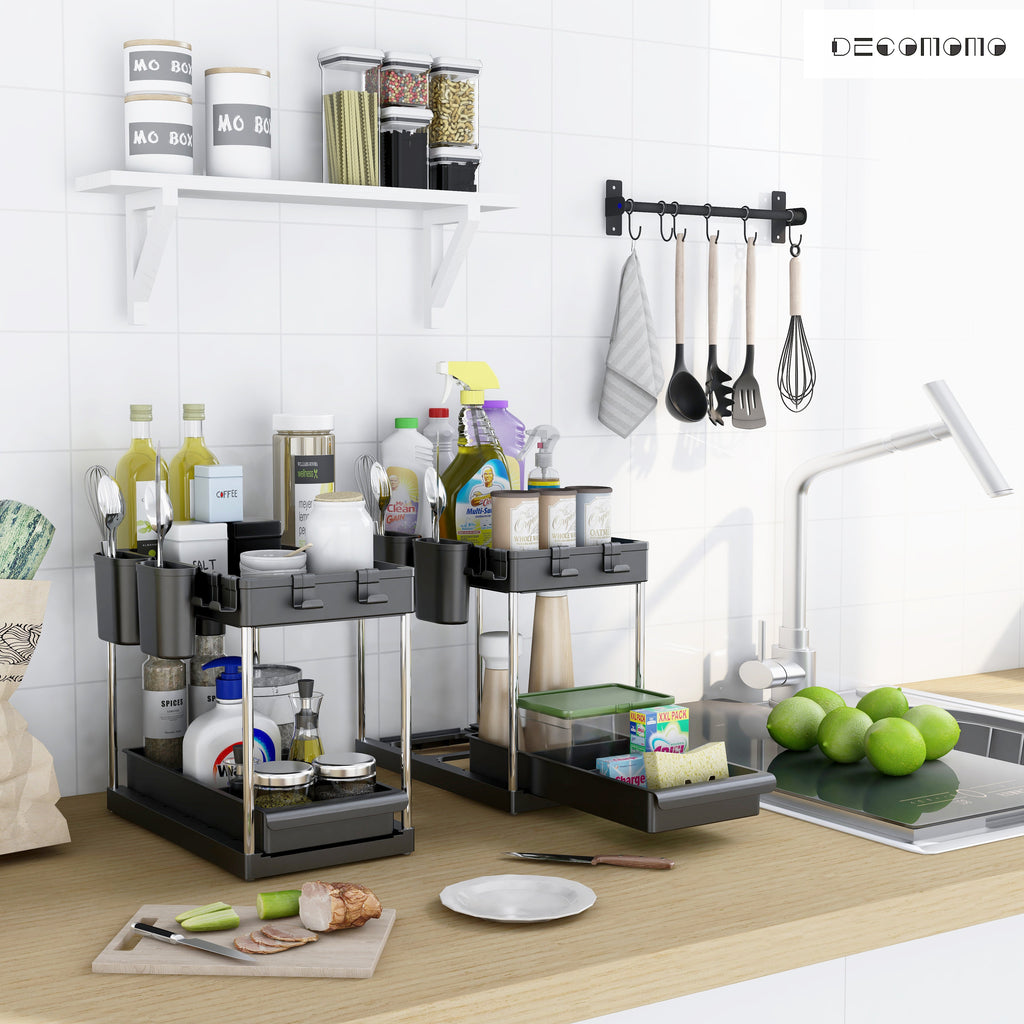 Under Sink Organizer Storage Basket (2-Tier Sliding) | Under Sink Storage Solution