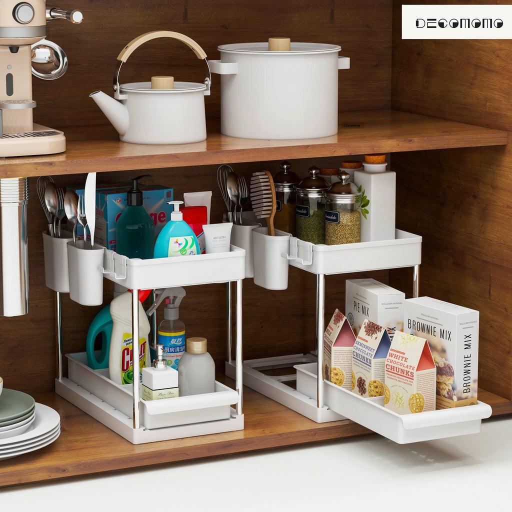 Under Sink Organizer Storage Basket (2-Tier Sliding) | Under Sink Storage Solution