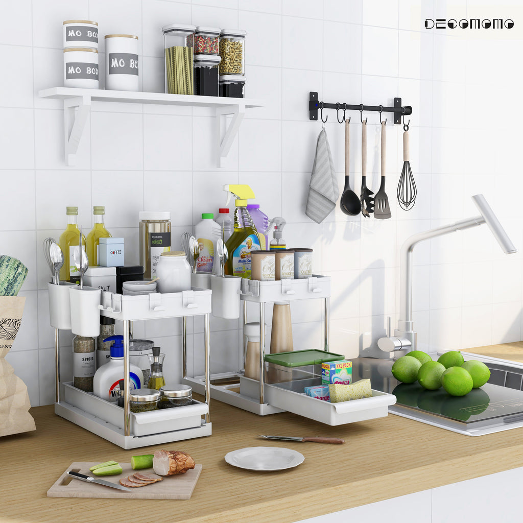 Under Sink Organizer Storage Basket (2-Tier Sliding) | Under Sink Storage Solution