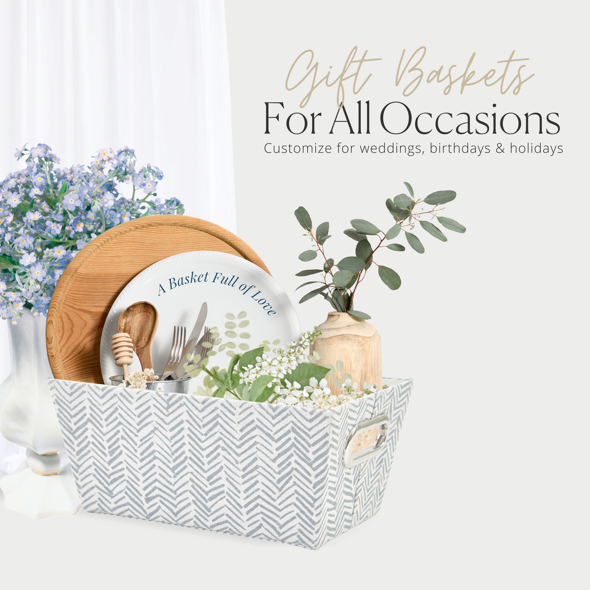 Nestable Storage Bin w/ Cut-out Handles | Patterned Small Storage Baskets
