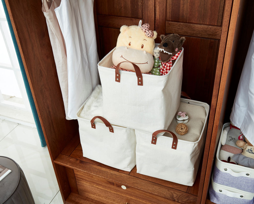 13" Cube Patterned Storage Bins | Water-Resistant Toy Storage Basket w/Handles