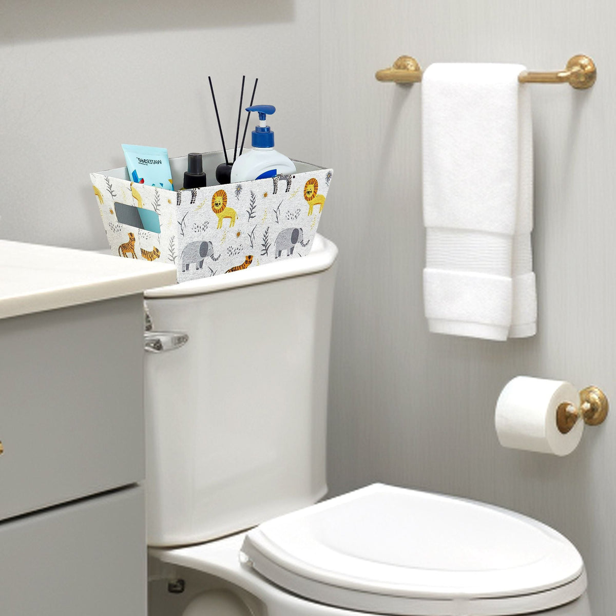 Nestable Storage Bin w/ Cut-out Handles | Patterned Small Storage Baskets