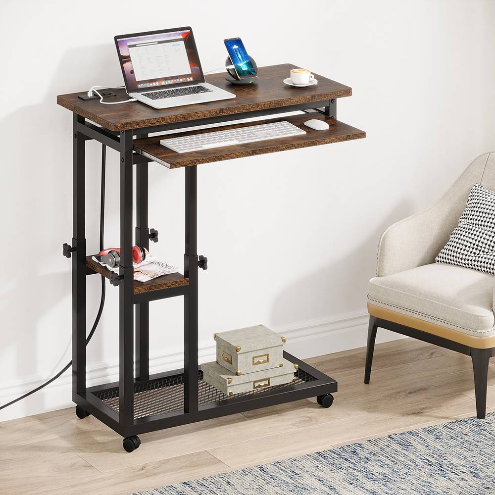 Mobile C Table Portable Desk with Power Outlet