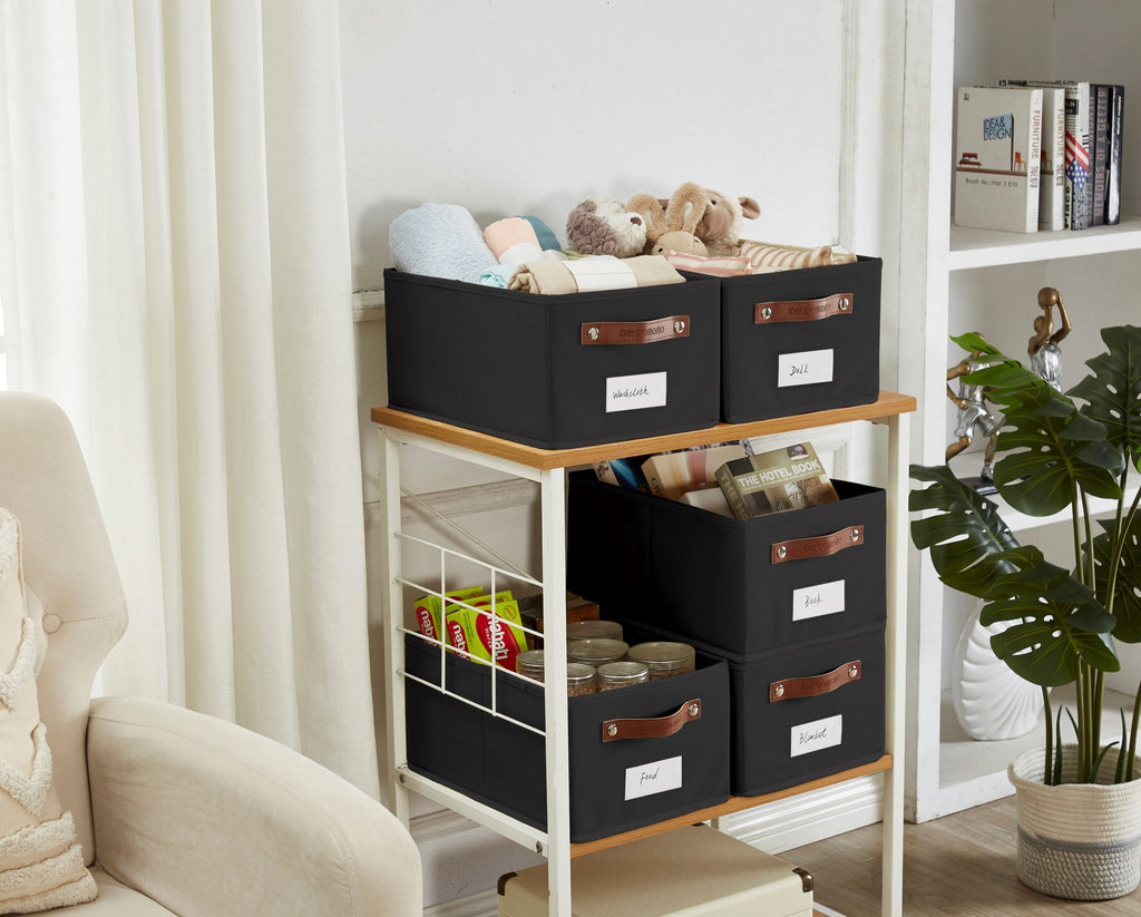 Rectangular Storage Baskets for Shelves with Label Holder