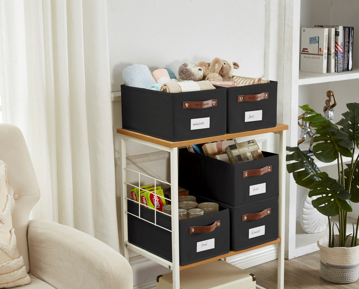Rectangular Storage Baskets for Shelves with Label Holder