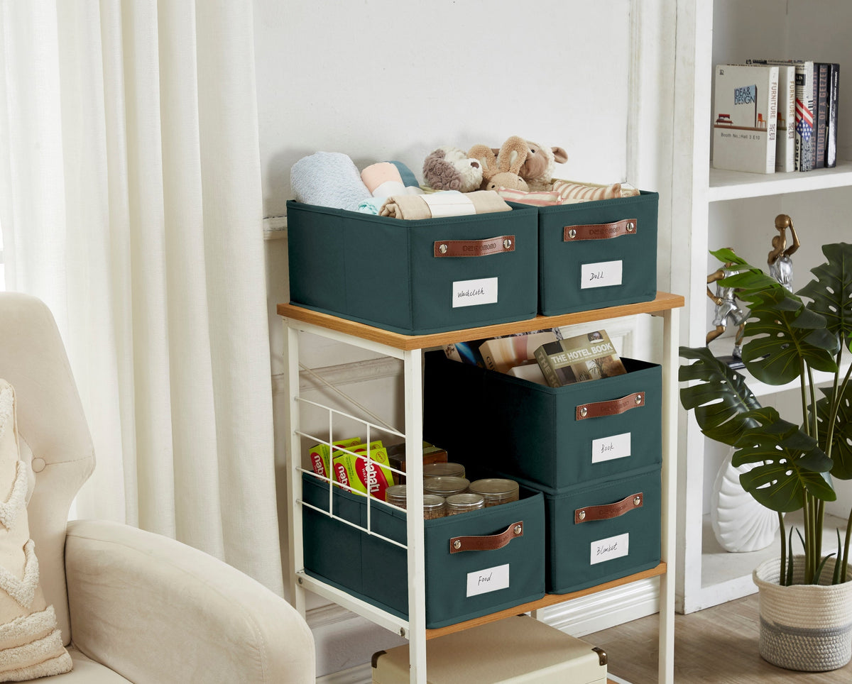 Rectangular Storage Baskets for Shelves with Label Holder