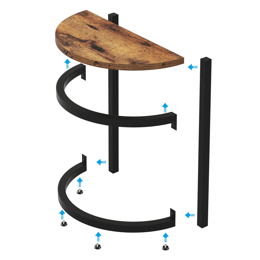 Half Round End Table with Metal Frame