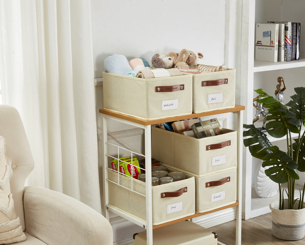Rectangular Storage Baskets for Shelves with Label Holder