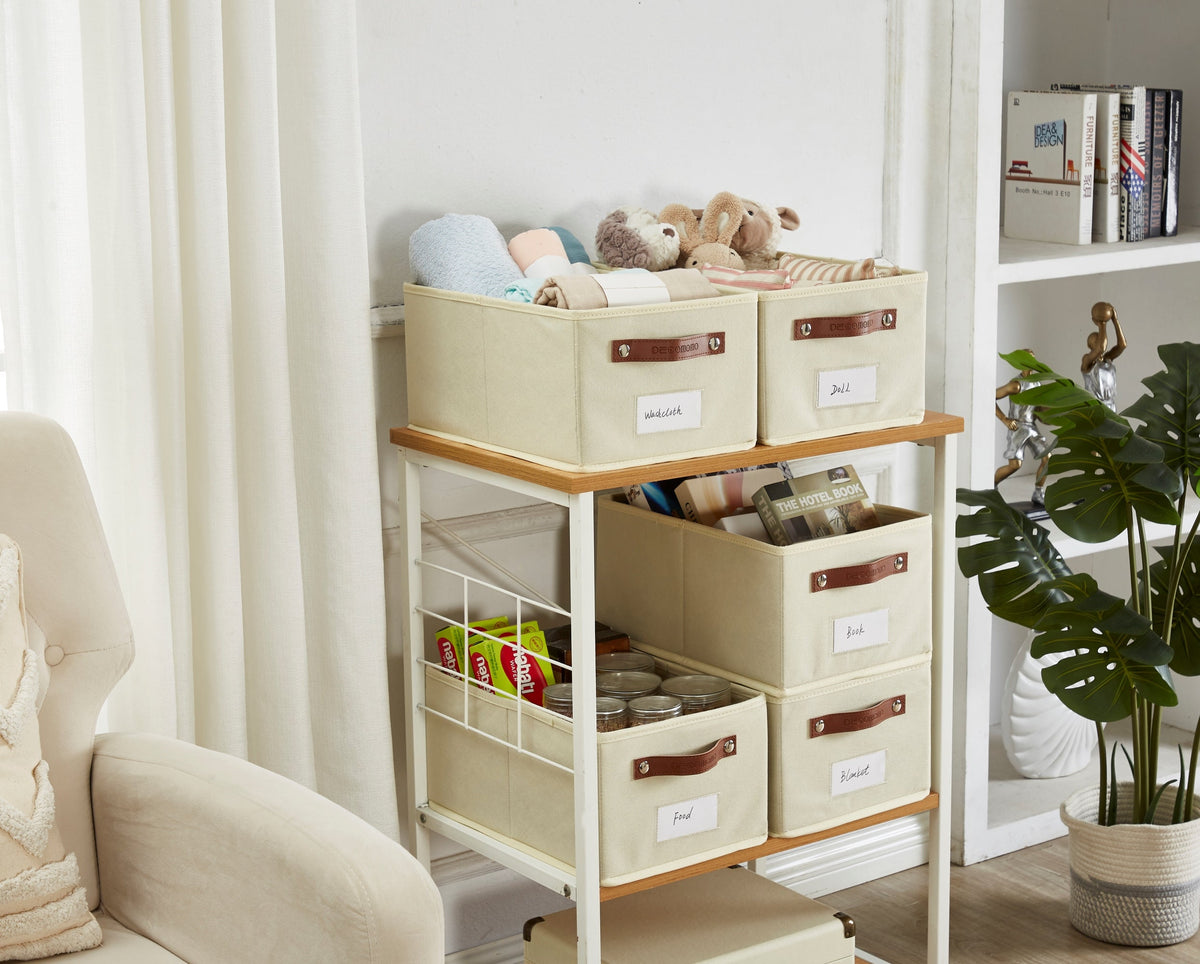 Rectangular Storage Baskets for Shelves with Label Holder