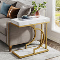 Modern C-Shaped  End Table with Metal Frame