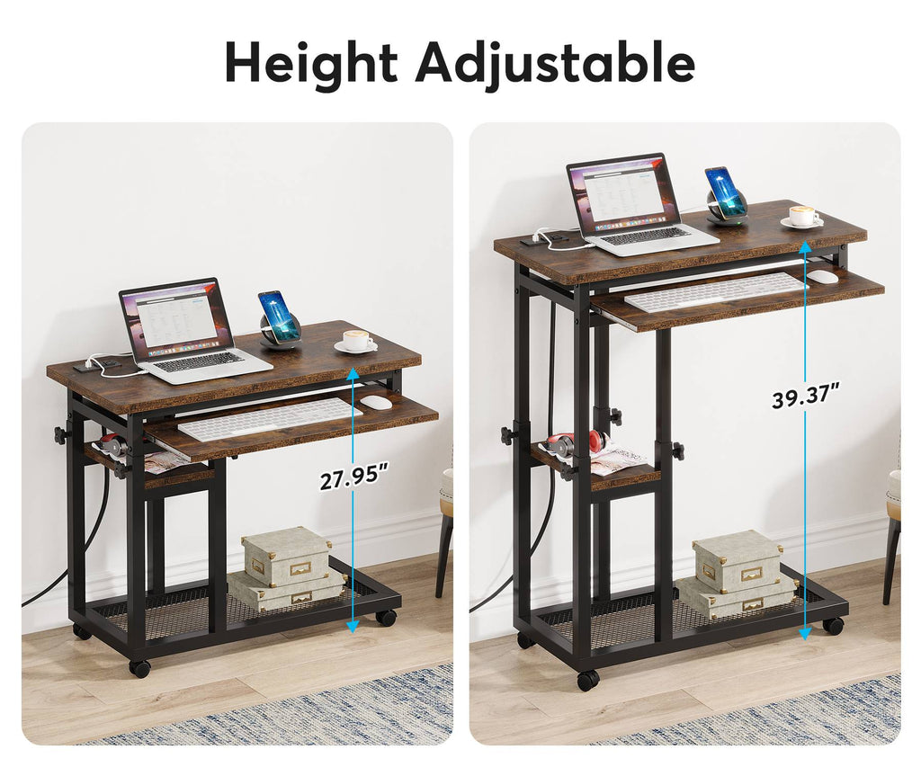 Mobile C Table Portable Desk with Power Outlet