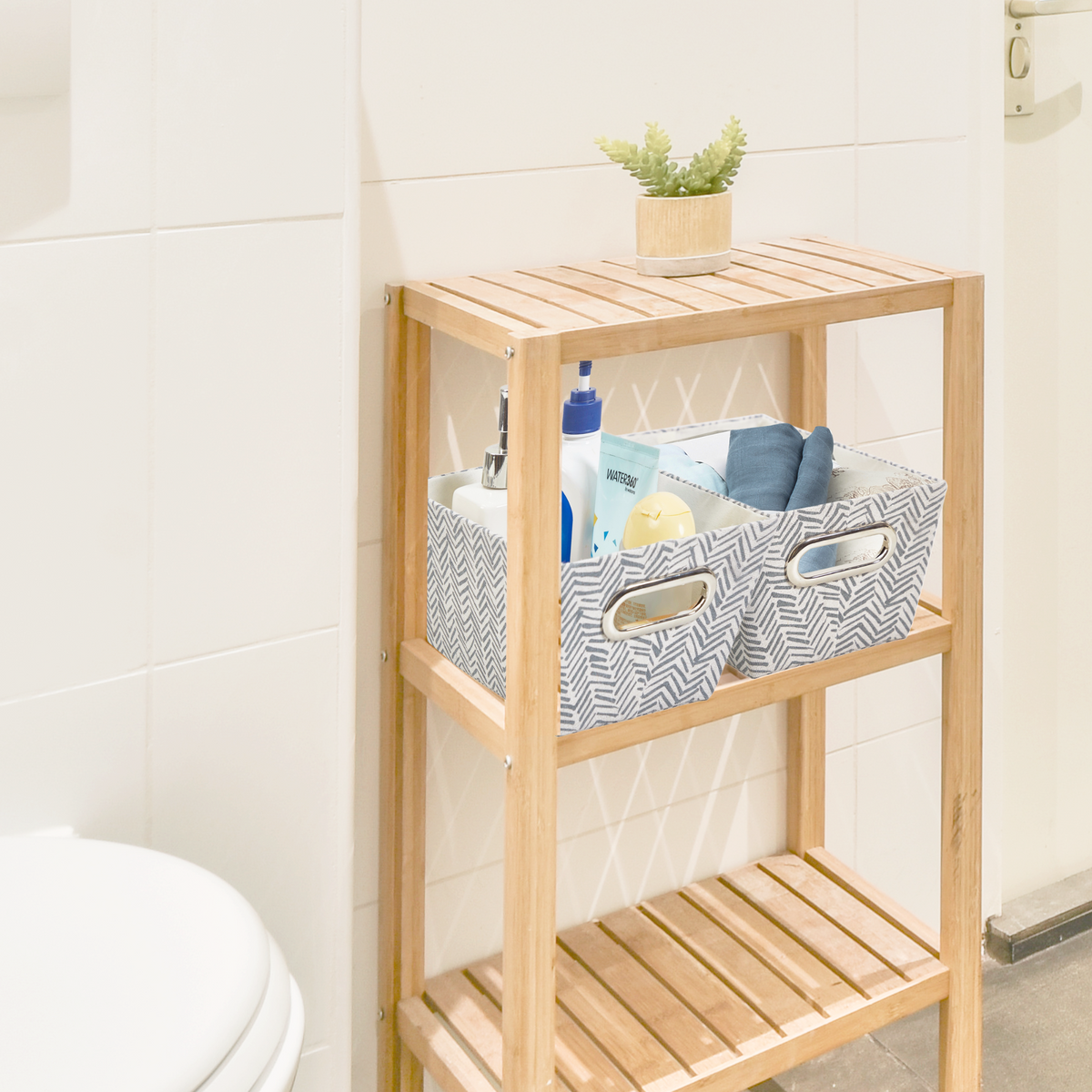 Nestable Storage Bin w/ Cut-out Handles | Patterned Small Storage Baskets