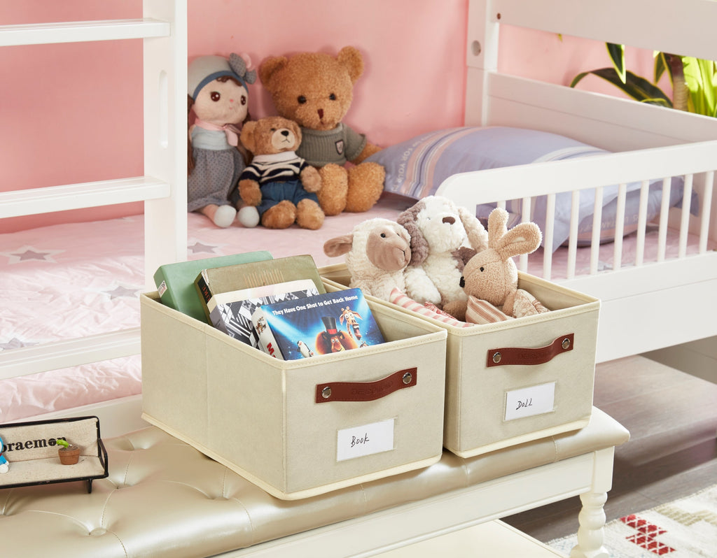 Rectangular Storage Baskets for Shelves with Label Holder