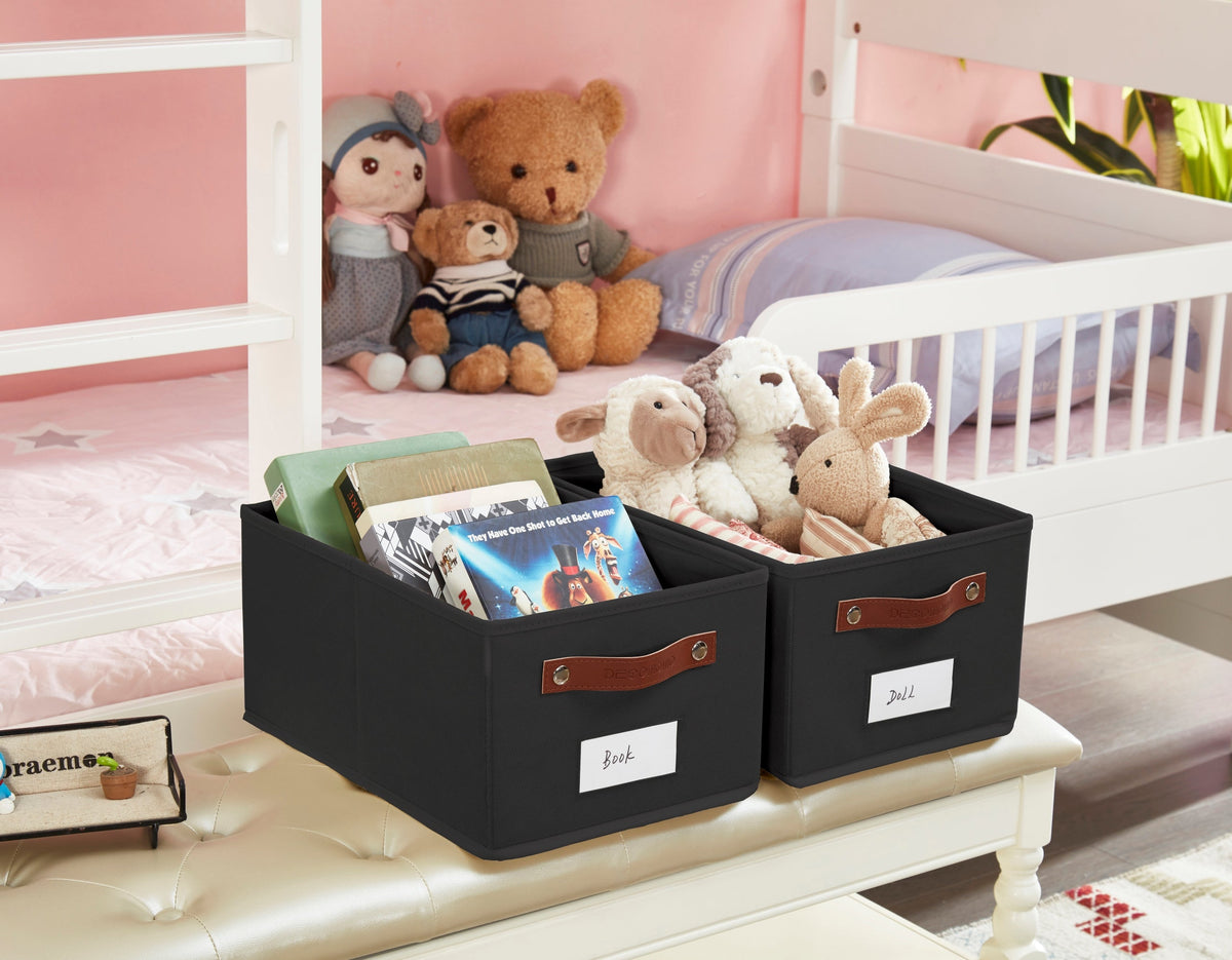 Rectangular Storage Baskets for Shelves with Label Holder