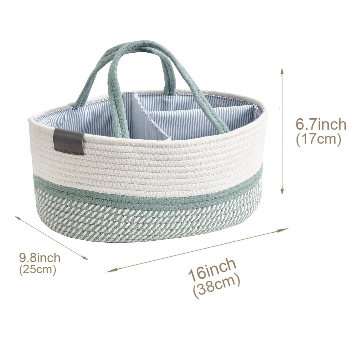 Cotton Diaper Caddy Organizer W/Removable Divider | Cotton Rope Diaper Storage Basket