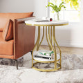 2-Tier Round End Table with Metal Frame