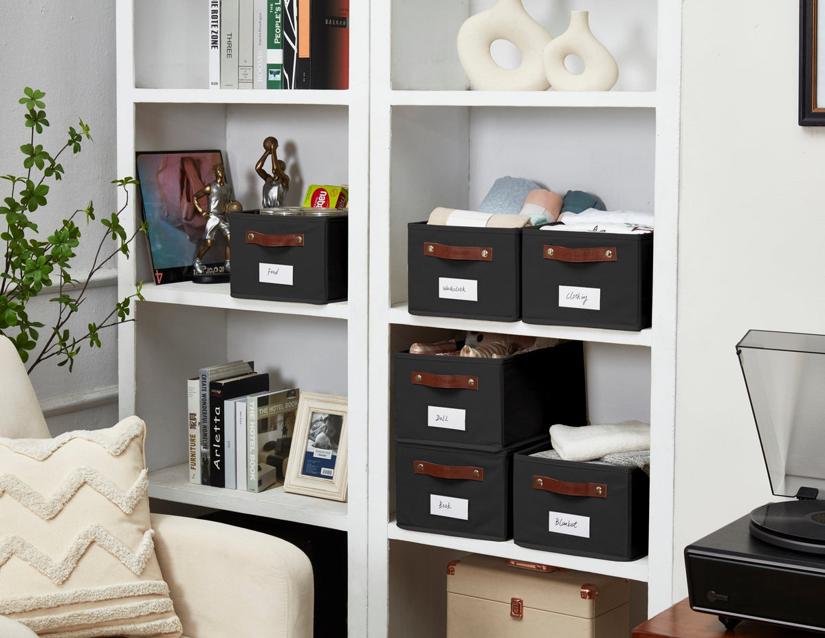 Rectangular Storage Baskets for Shelves with Label Holder