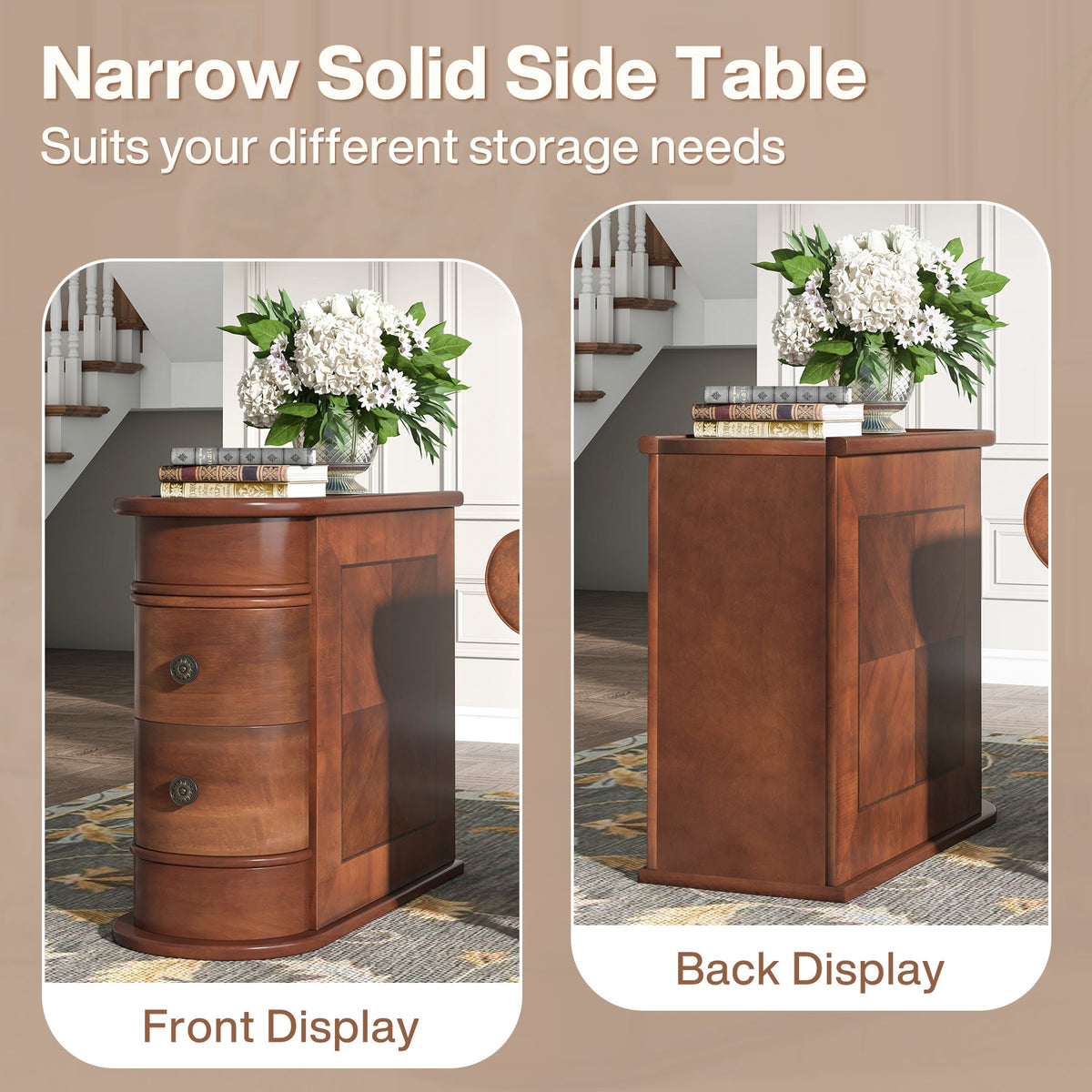 Wood End Table with 2 Drawers