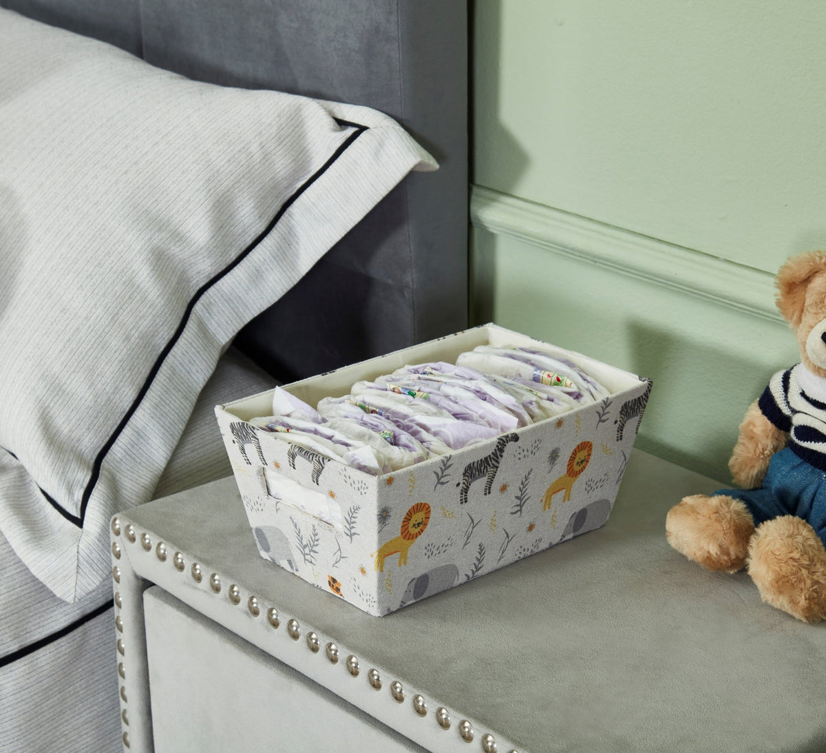 Nestable Storage Bin w/ Cut-out Handles | Patterned Small Storage Baskets
