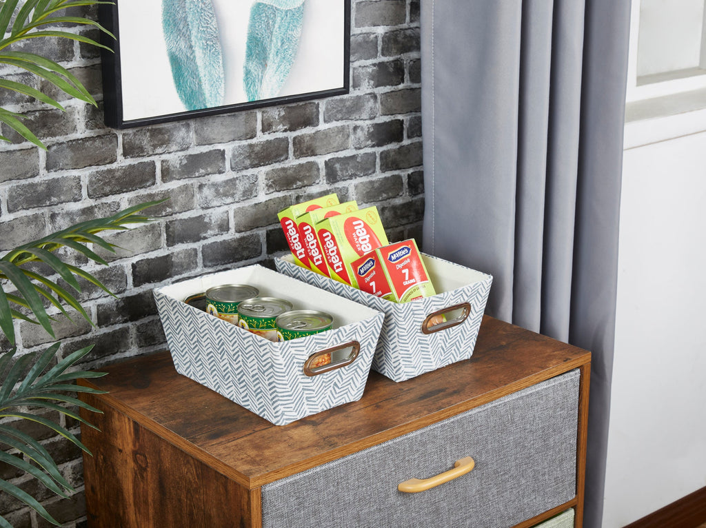 Nestable Storage Bin w/ Cut-out Handles | Patterned Small Storage Baskets