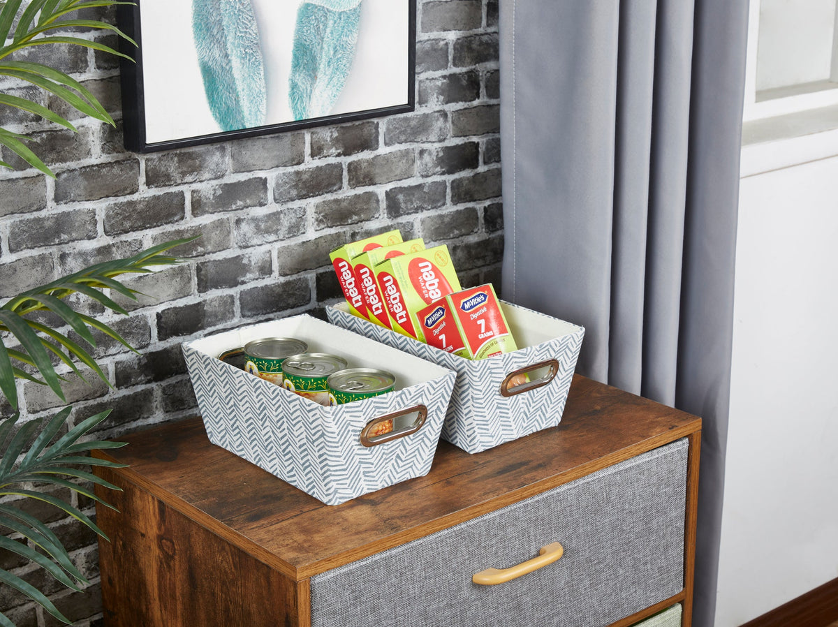 Nestable Storage Bin w/ Cut-out Handles | Patterned Small Storage Baskets