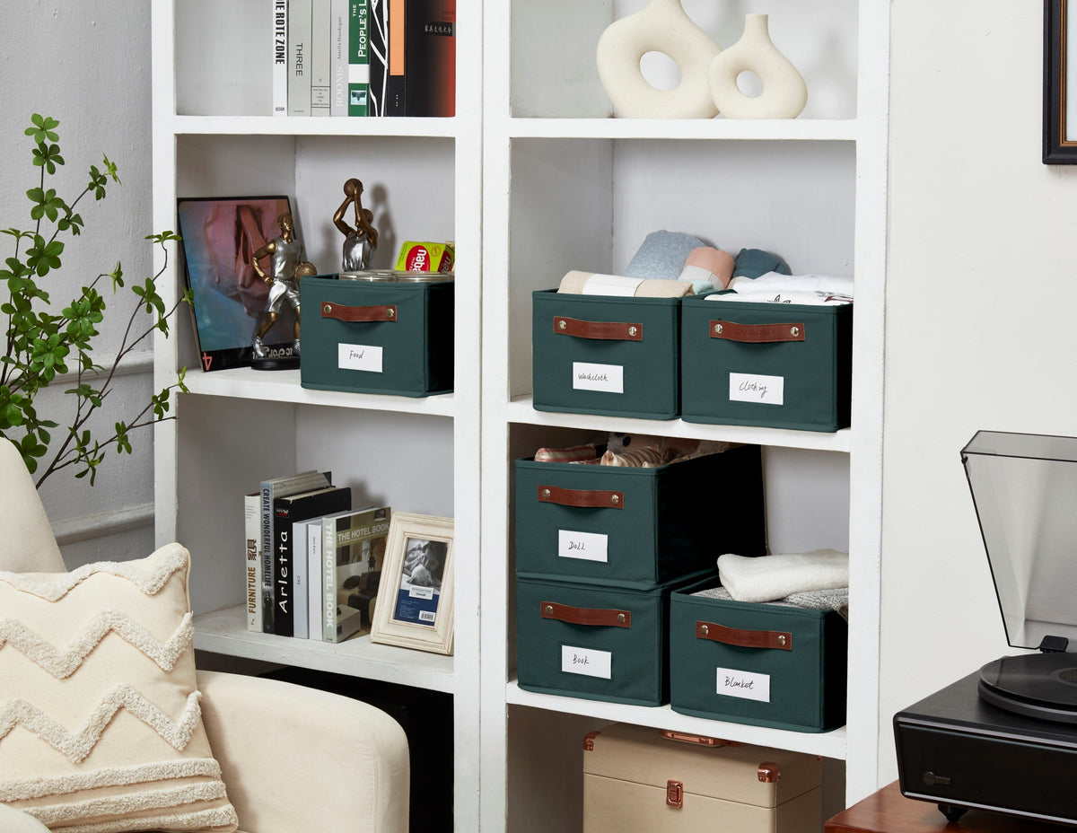Rectangular Storage Baskets for Shelves with Label Holder
