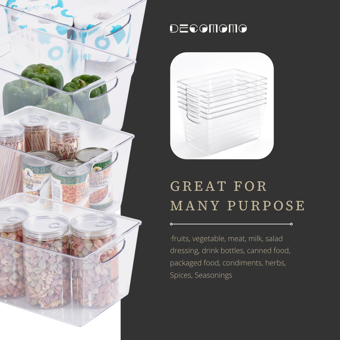 11.4" Fridge Organizer Clear Storage Bins - Transparent Kitchen & Pantry Organizers
