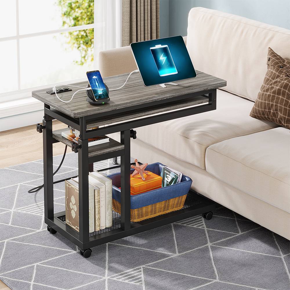 Mobile C Table Portable Desk with Power Outlet
