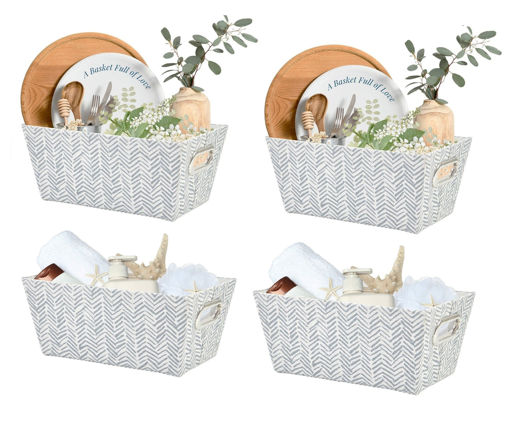 Nestable Storage Bin w/ Cut-out Handles | Patterned Small Storage Baskets