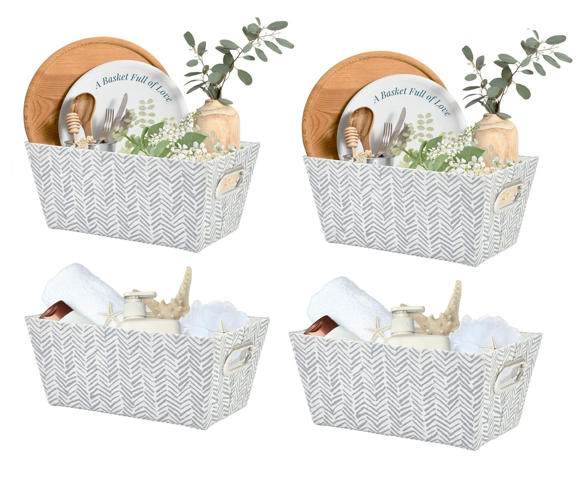 Nestable Storage Bin w/ Cut-out Handles | Patterned Small Storage Baskets