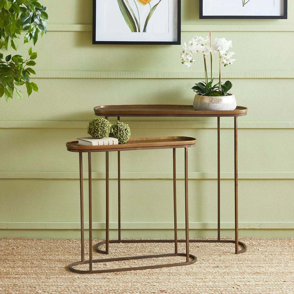 Ziva Console Tables, Set of 2 – Black or Antique Brass Finish