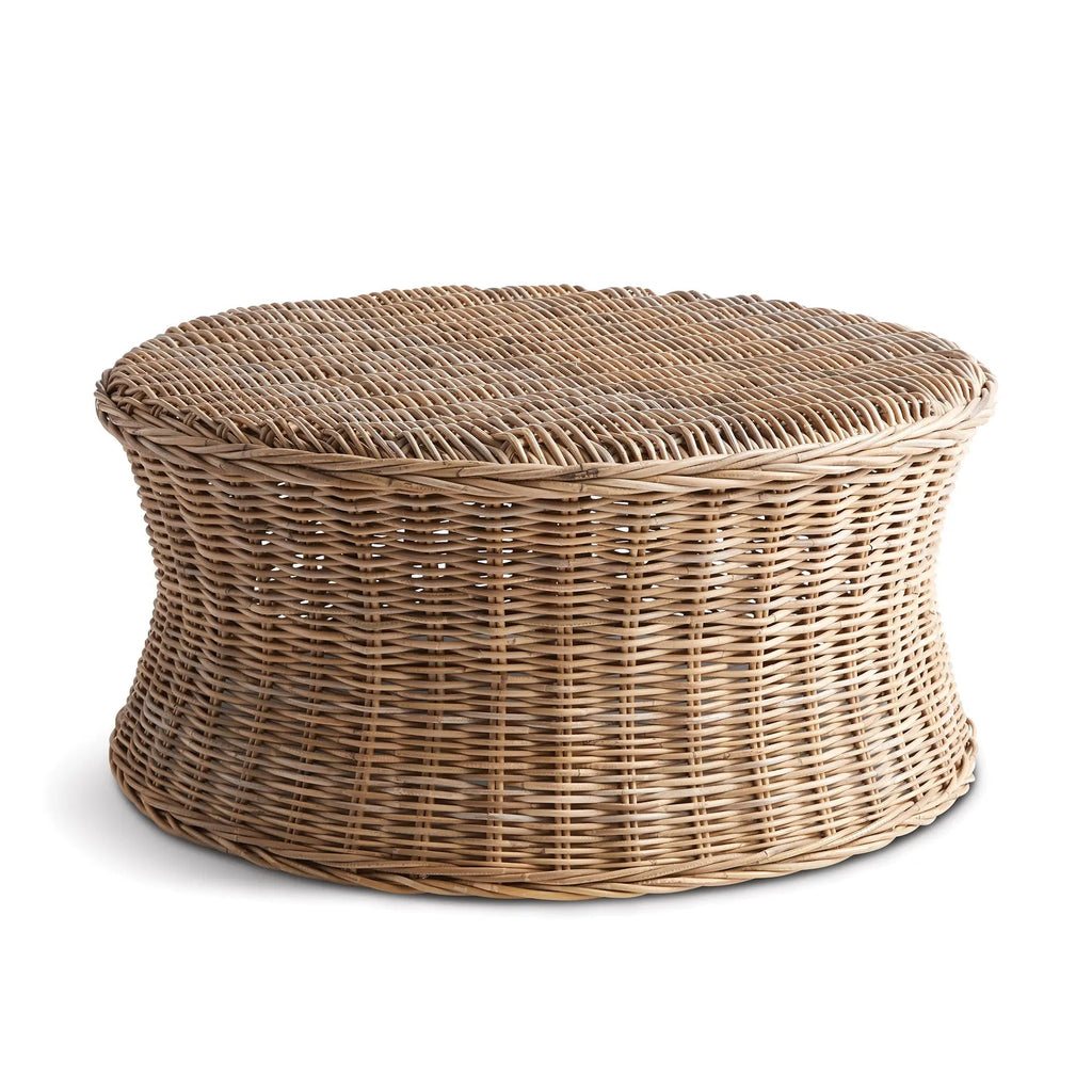 Normandy Coffee Table – 38" Round Rattan, Nature's Gray