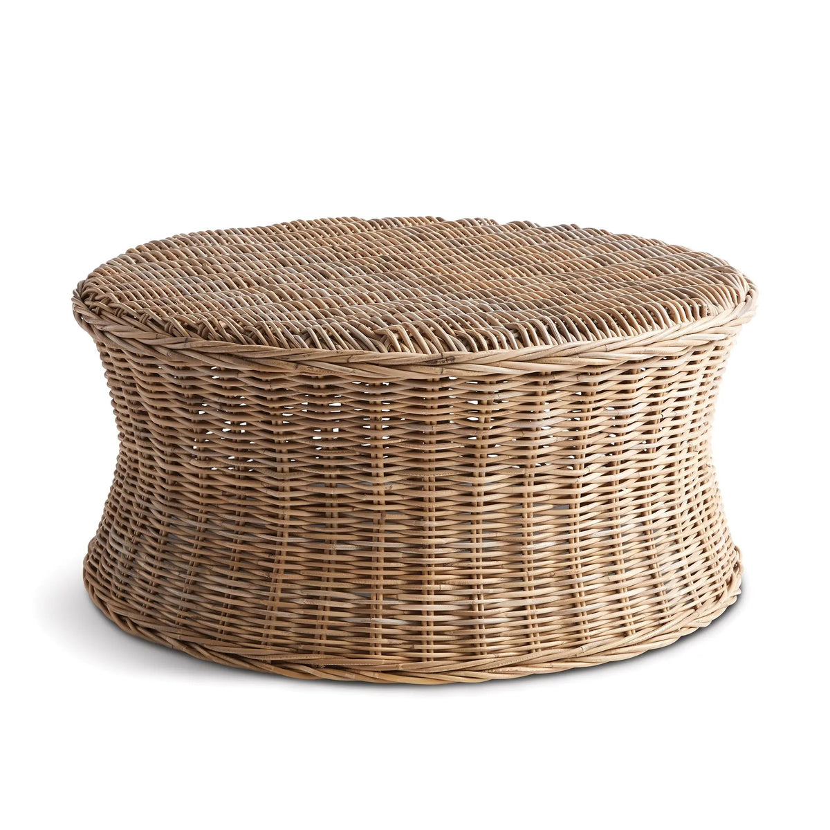 Normandy Coffee Table – 38" Round Rattan, Nature's Gray