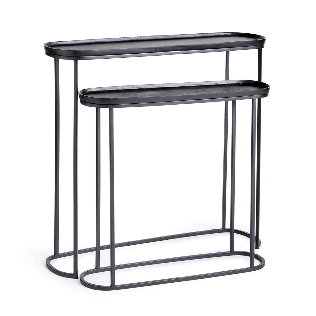 Ziva Console Tables, Set of 2 – Black or Antique Brass Finish