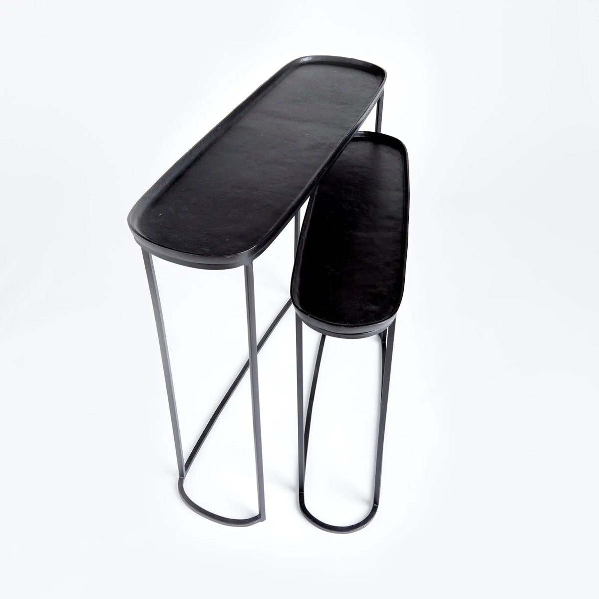 Ziva Console Tables, Set of 2 – Black or Antique Brass Finish