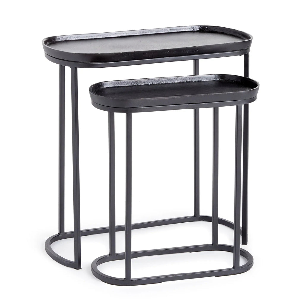 Ziva Nesting End Tables – Set of 2, Black or Antique Brass