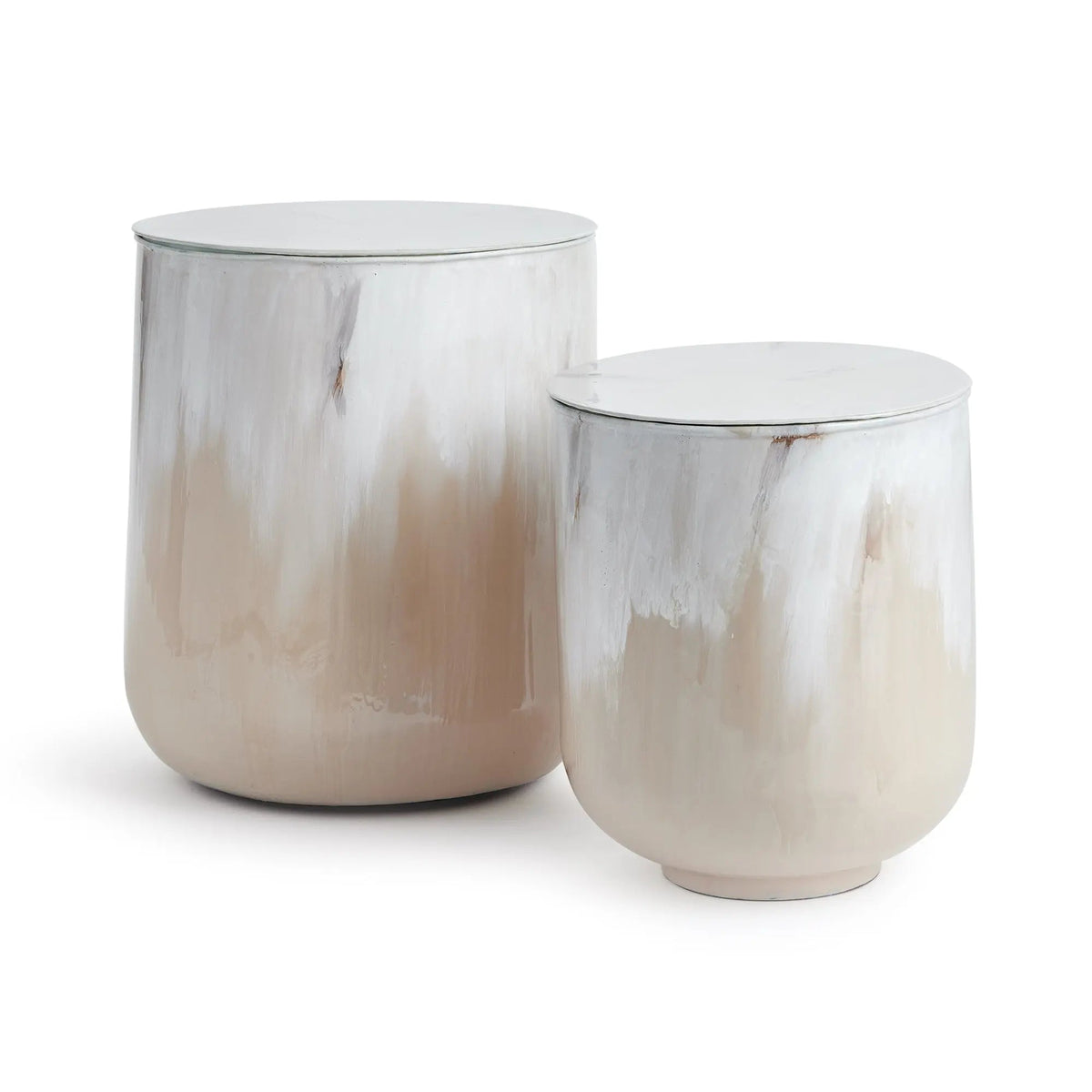 Santos Storage Tables – Set of 2 Hand-Painted Ombre Drum