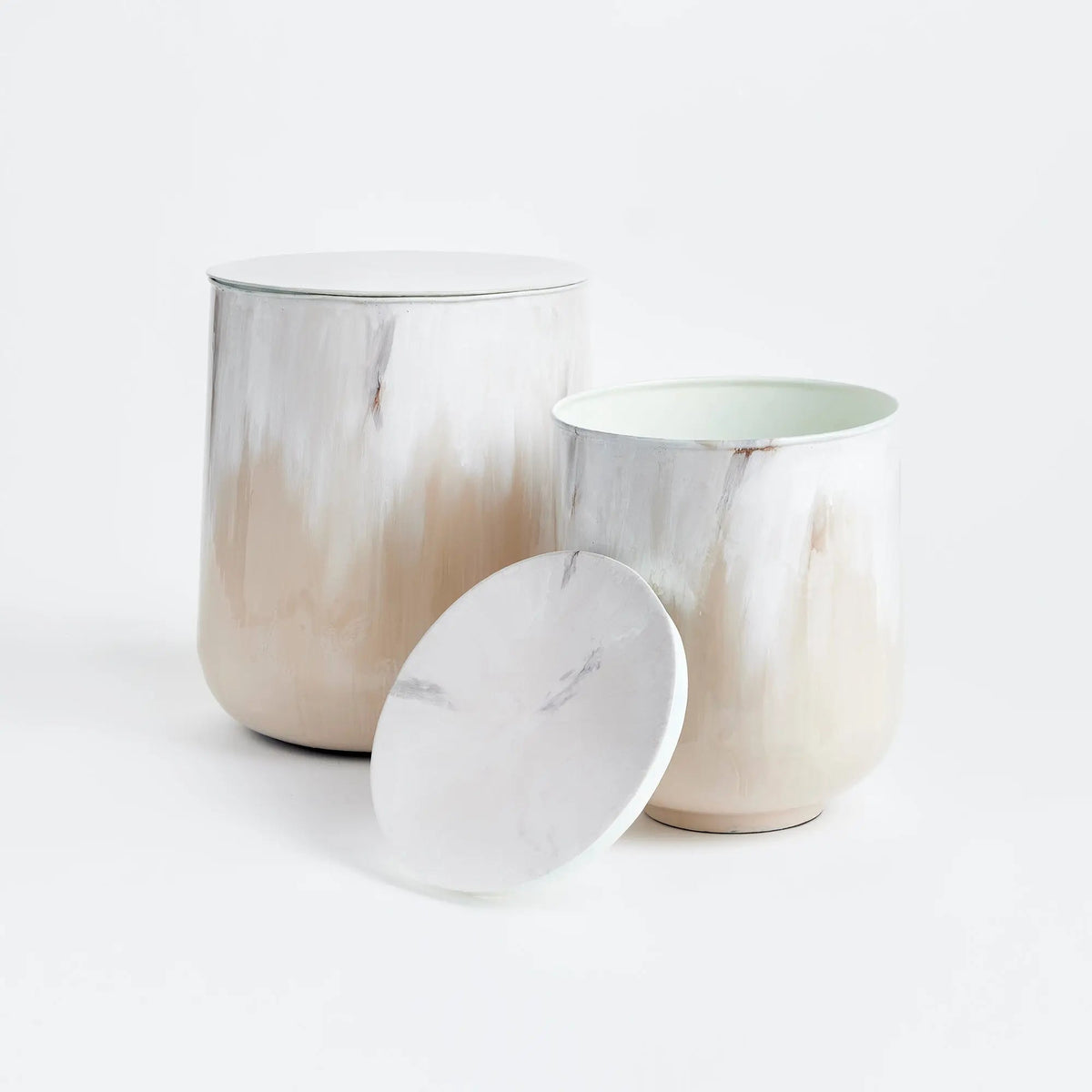 Santos Storage Tables – Set of 2 Hand-Painted Ombre Drum