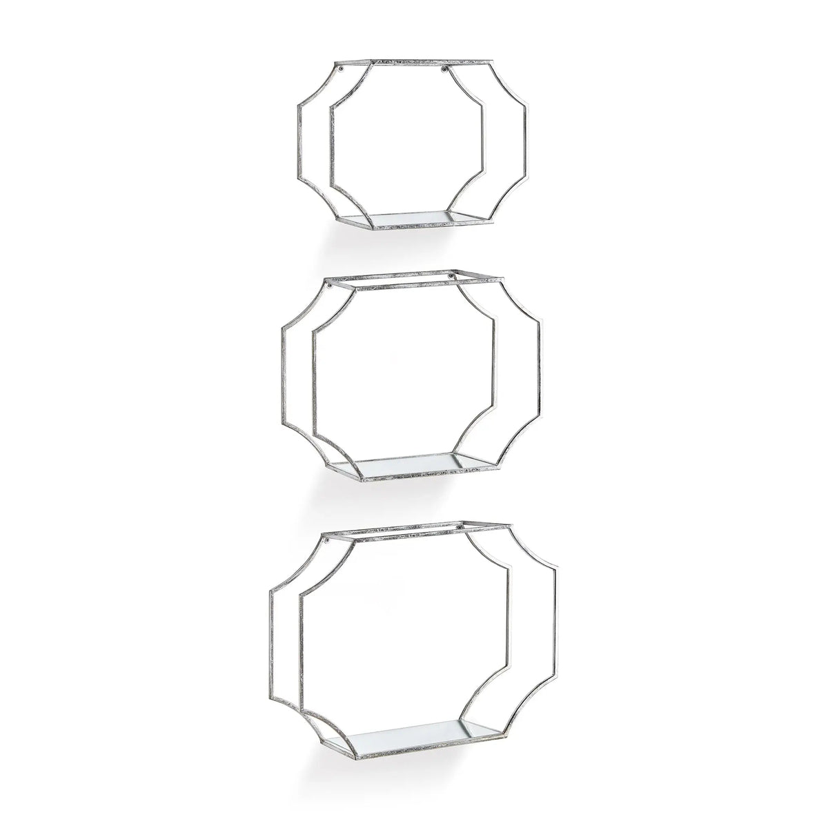 Hudson Mirrored Wall Shelves – Set of 3, Silver or Gold