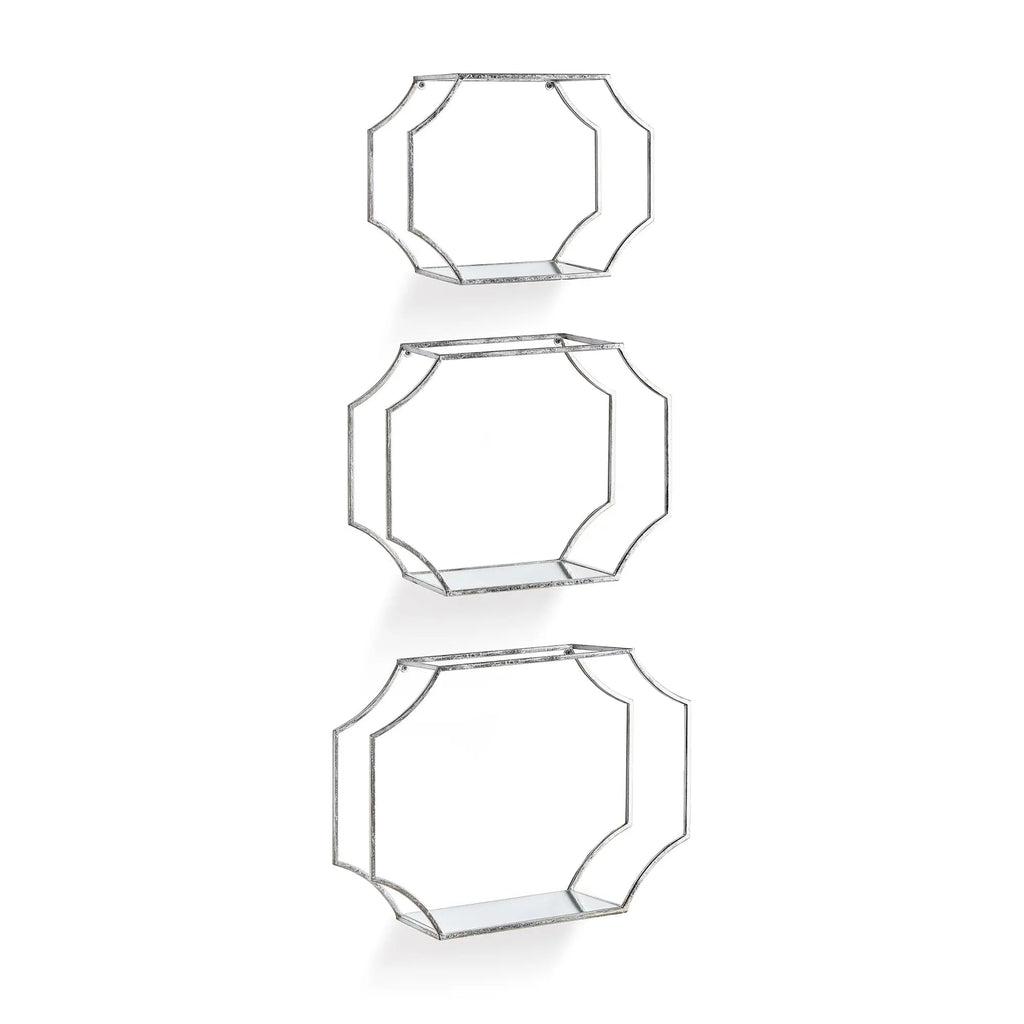 Hudson Mirrored Wall Shelves – Set of 3, Silver or Gold