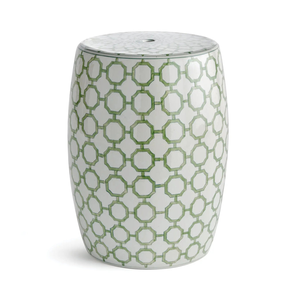 Imperial Link Garden Stool – Green & White Porcelain