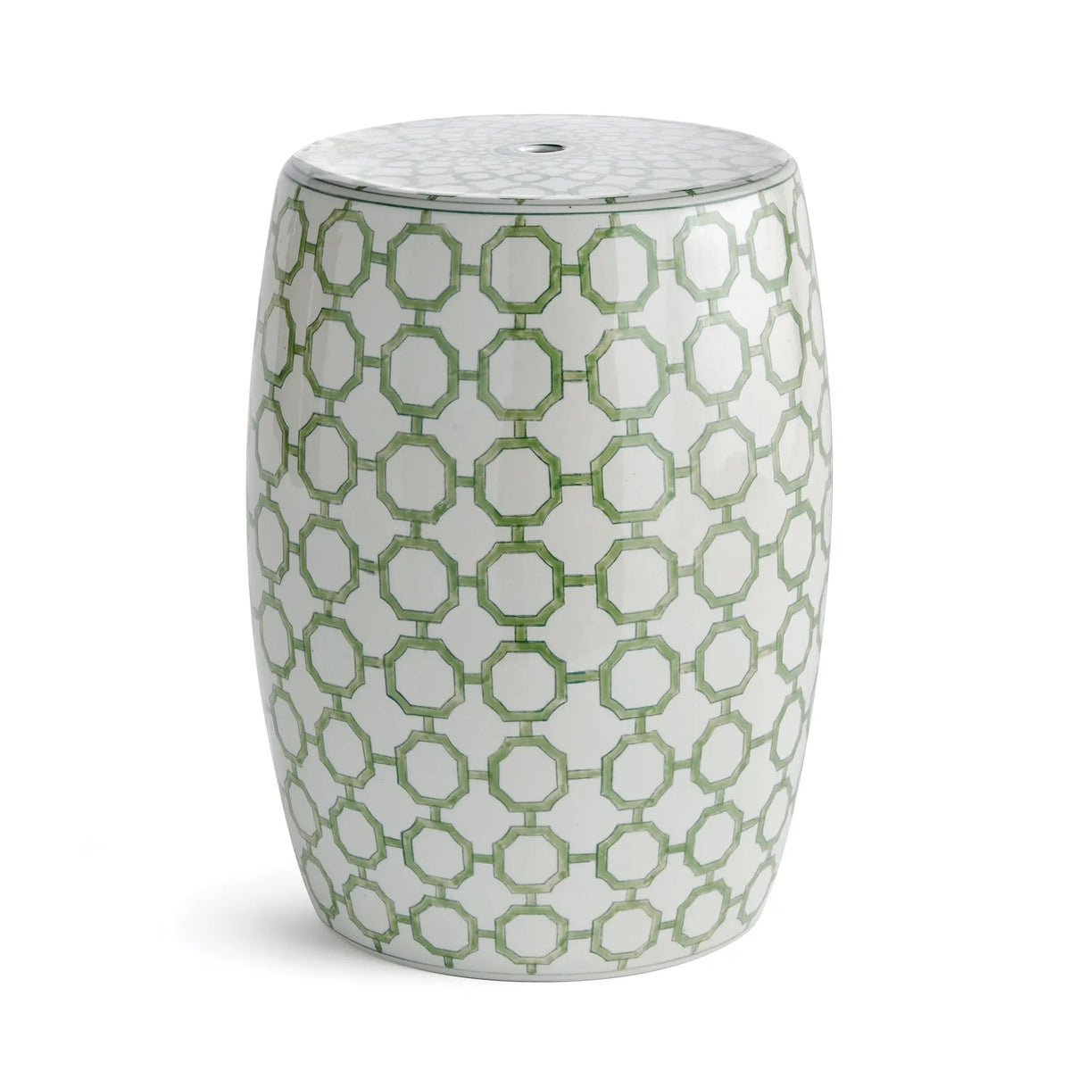 Imperial Link Garden Stool – Green & White Porcelain