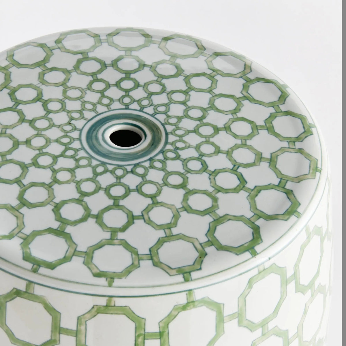 Imperial Link Garden Stool – Green & White Porcelain