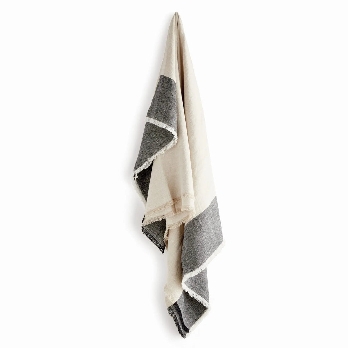Anika European Linen Throw – Flax/Ivory or Flax/Charcoal