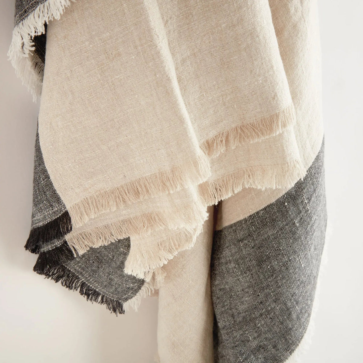 Anika European Linen Throw – Flax/Ivory or Flax/Charcoal