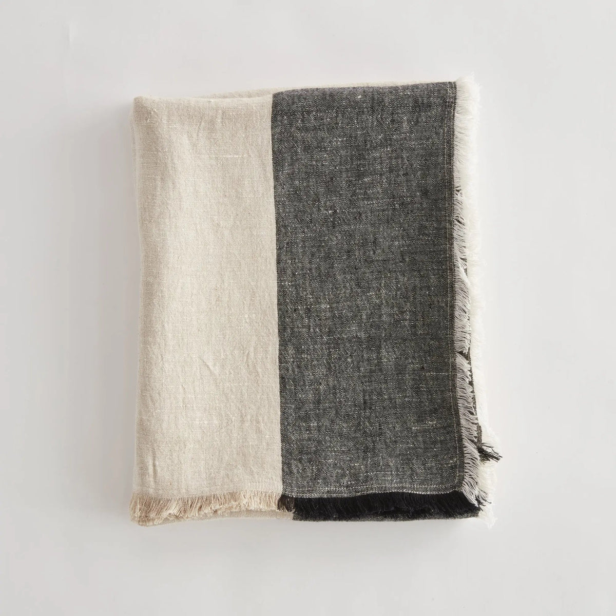 Anika European Linen Throw – Flax/Ivory or Flax/Charcoal