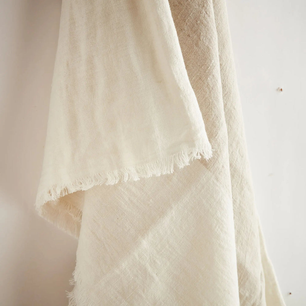 Anika European Linen Throw – Flax/Ivory or Flax/Charcoal