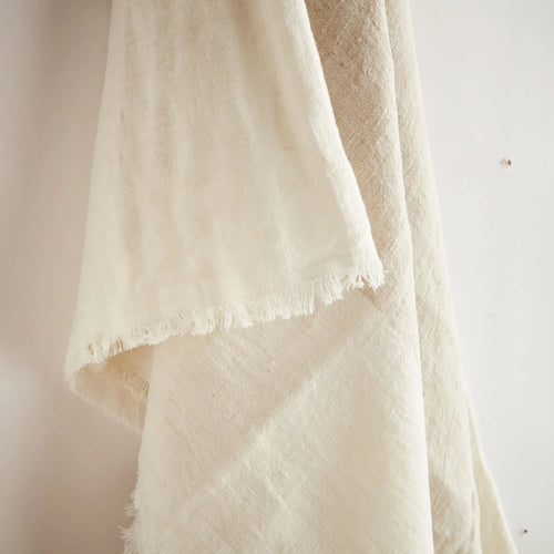 Anika European Linen Throw – Flax/Ivory or Flax/Charcoal