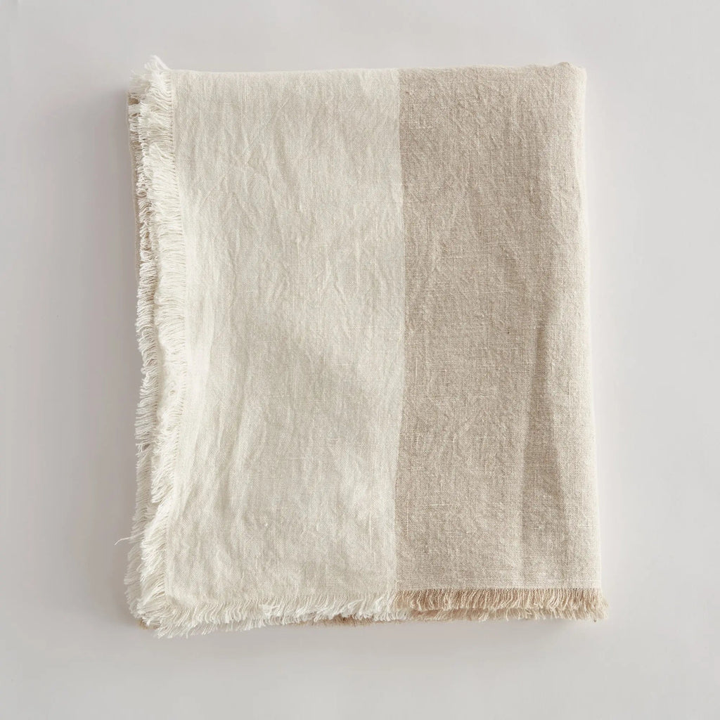 Anika European Linen Throw – Flax/Ivory or Flax/Charcoal
